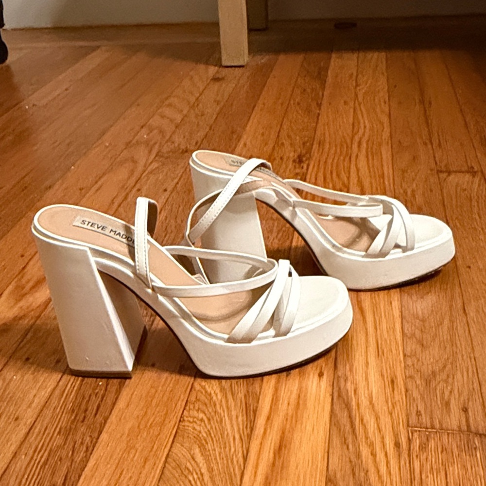 Steve Madden White Platform Sandals